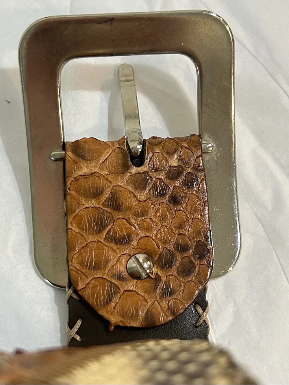 Handmade Italian Genuine Python Patchwork Belt • Size 115 • Artisan Leather